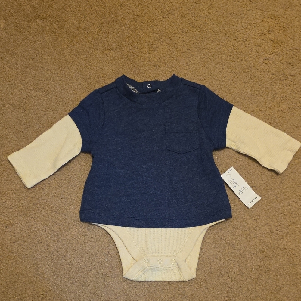 Old Navy Blue and Cream Baby Bodysuit